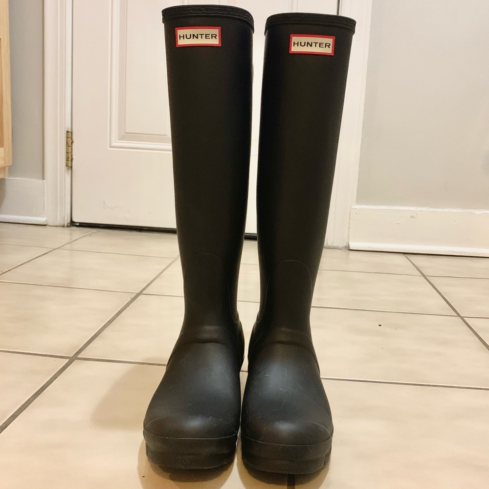 HUNTER Tall Back Adjustable Wellies Rain Boots size 8